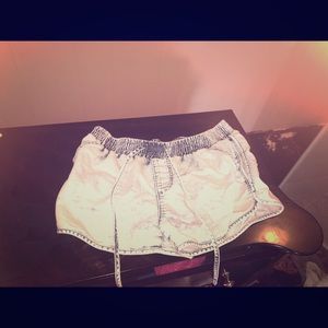 Acid wash stretch shorts